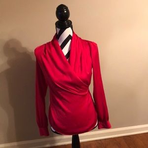 Cherry Red Wrap Blouse